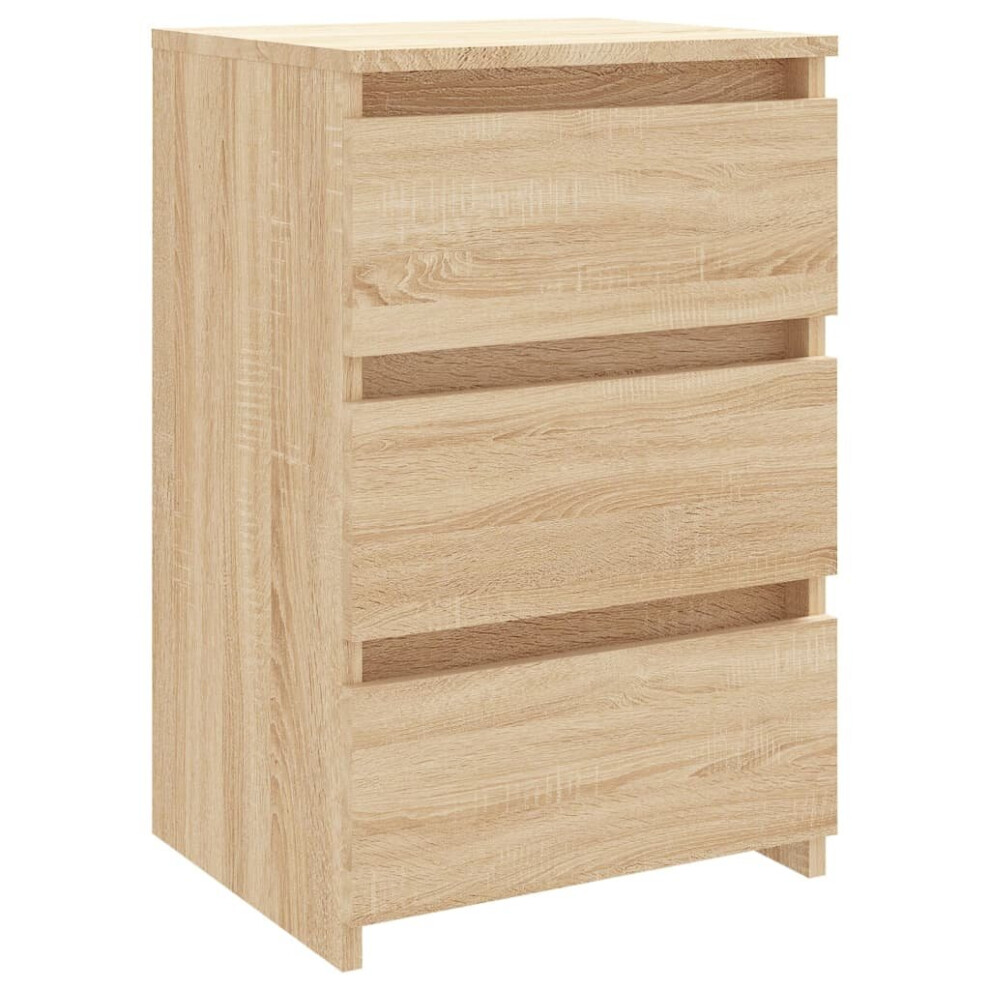 vidaXL Bed Cabinet Sonoma Oak Engineered Wood Indoor Bedside Storage Cabinet