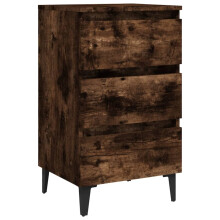 (smoked oak, 1) vidaXL Bed Cabinets with Metal Legs Nightstand Side Table Storage Bed Table