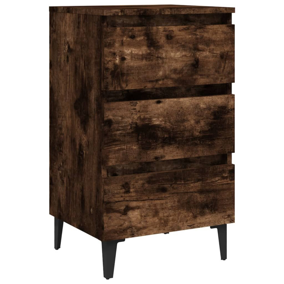 Vidaxl (Smoked Oak, 1) Bed Cabinets With Metal Legs Nightstand Side Table Storage Bed Table
