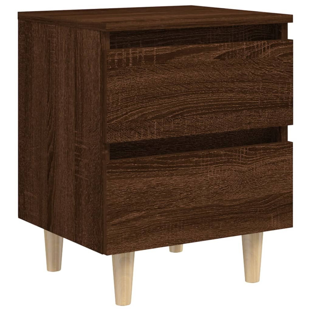 vidaXL Solid Wood Bed Cabinet with Legs Brown Oak Bedside Storage Cabinet