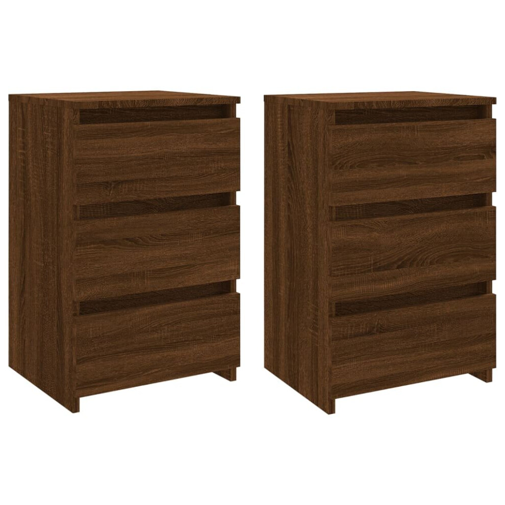 (brown oak, 2) vidaXL 1/2x Bed Cabinet Engineered Wood Side Storage Cabinet Multi Colours