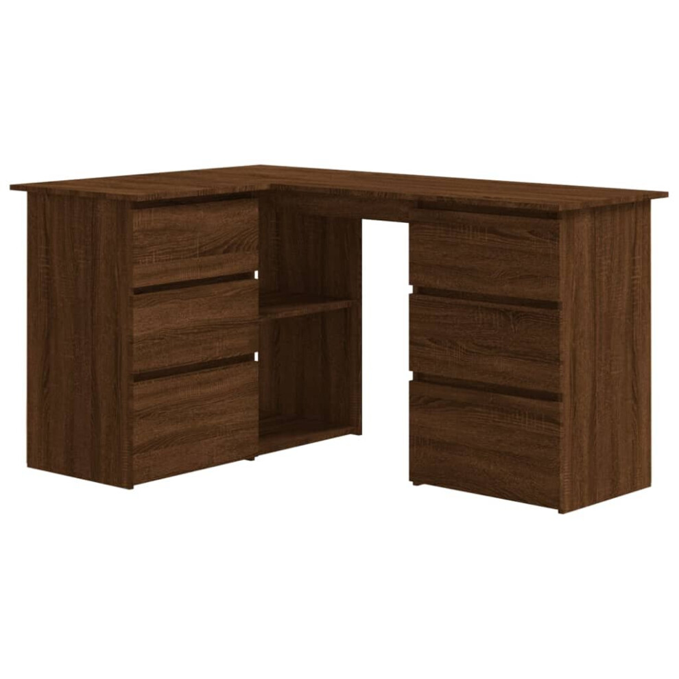 (Brown oak) vidaXL Corner Desk Chipboard Home Office Computer Study Table Multi Colours