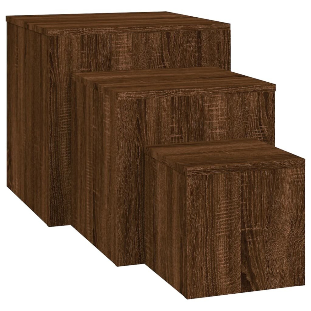 Vidaxl (Brown Oak) Side Tables Coffee Sofa Hallway Accent Table Engineered Wood3 Pcs