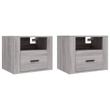 (Grey sonoma, 2 x Bedside cabinet) vidaXL 1/2x Wall-mounted Bedside Cabinet Floating Bedside Unit Multi Colours