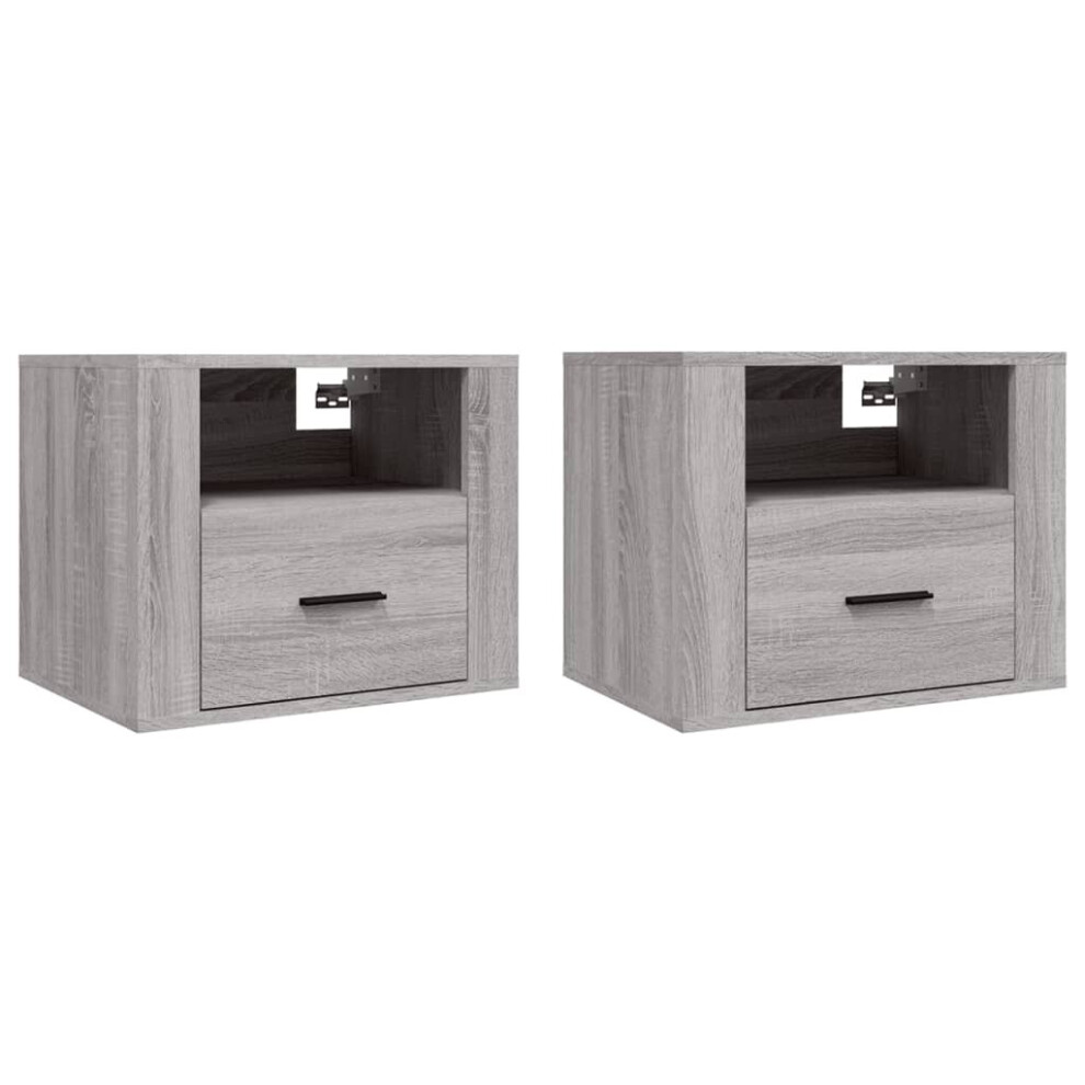 Vidaxl (Grey Sonoma, 2 X Bedside Cabinet) 1/2X Wall-Mounted Bedside Cabinet Floating Bedside Unit Multi Colours