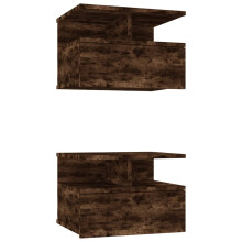 (Brown, 2) vidaXL Floating Nightstand Wall Bedside Cabinet Hanging Shelf Engineered Wood