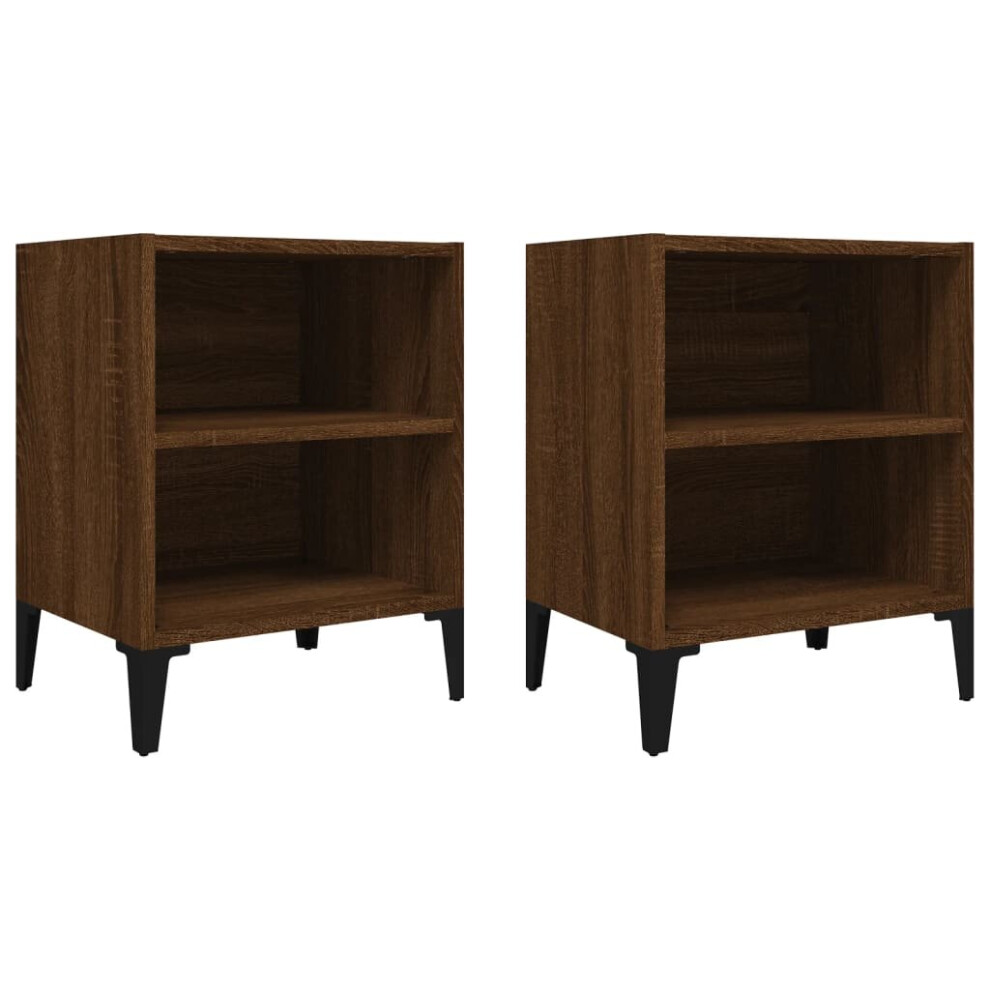 (brown oak, 2) vidaXL 1/2x Bed Cabinet with Metal Legs 40x30x50 cm Nightstand Multi Colors