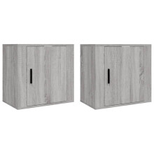 (Grey sonoma, 2 x Bedside cabinet) vidaXL 1/2x Wall-mounted Bedside Cabinet Floating Nightstand Multi Colours