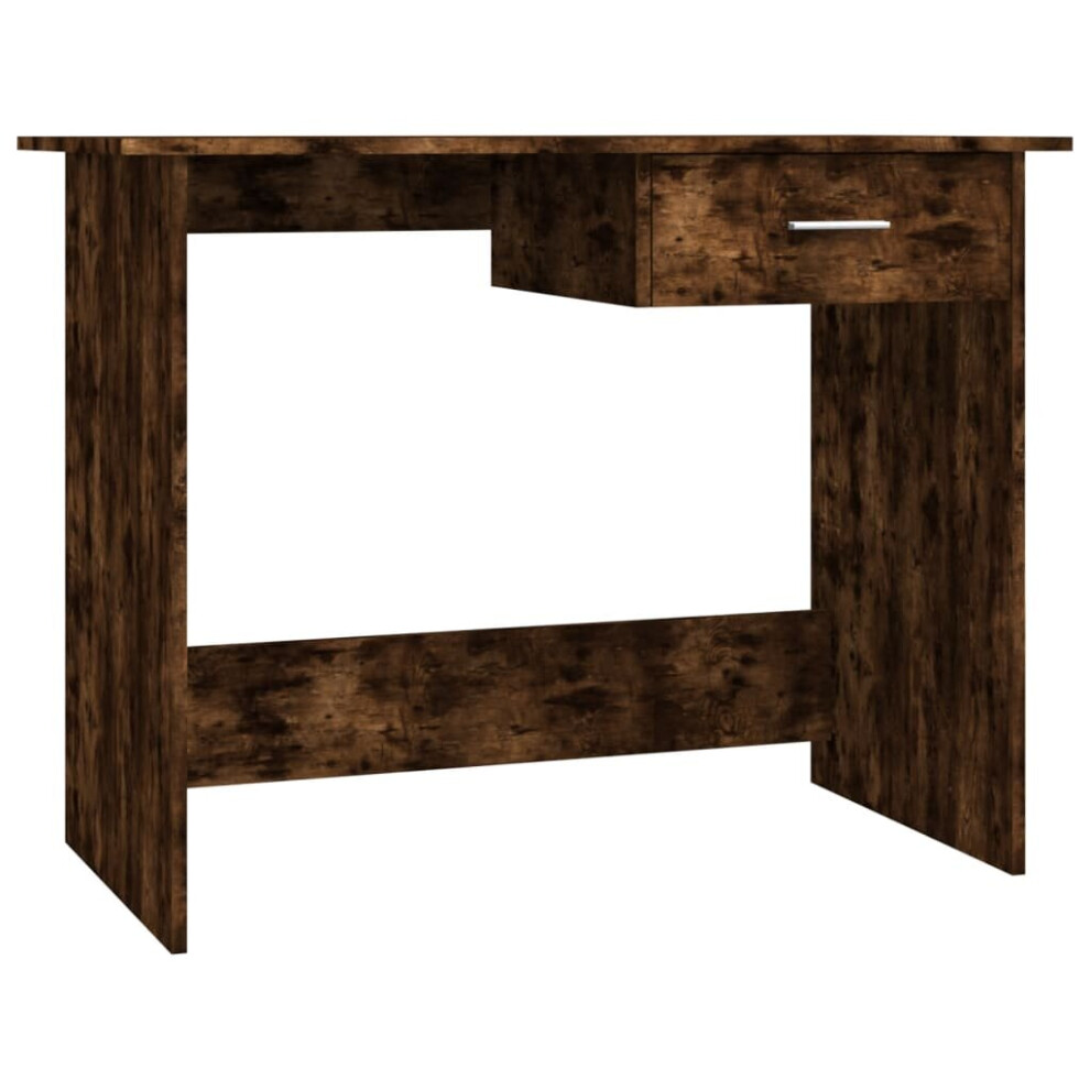 vidaXL - Computer Desk - Single Drawer - Smoked Oak - 100cm - Image 2
