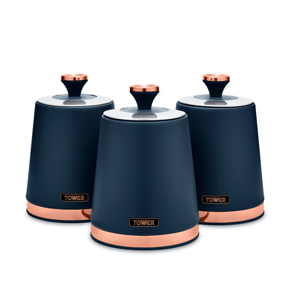 Tower Cavaletto T826131MNB Midnight Blue & Rose Gold Canisters