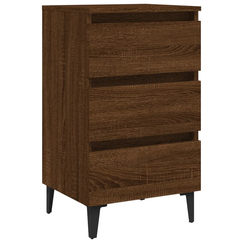 (brown oak, 1) vidaXL Bed Cabinets with Metal Legs Nightstand Side Table Storage Bed Table