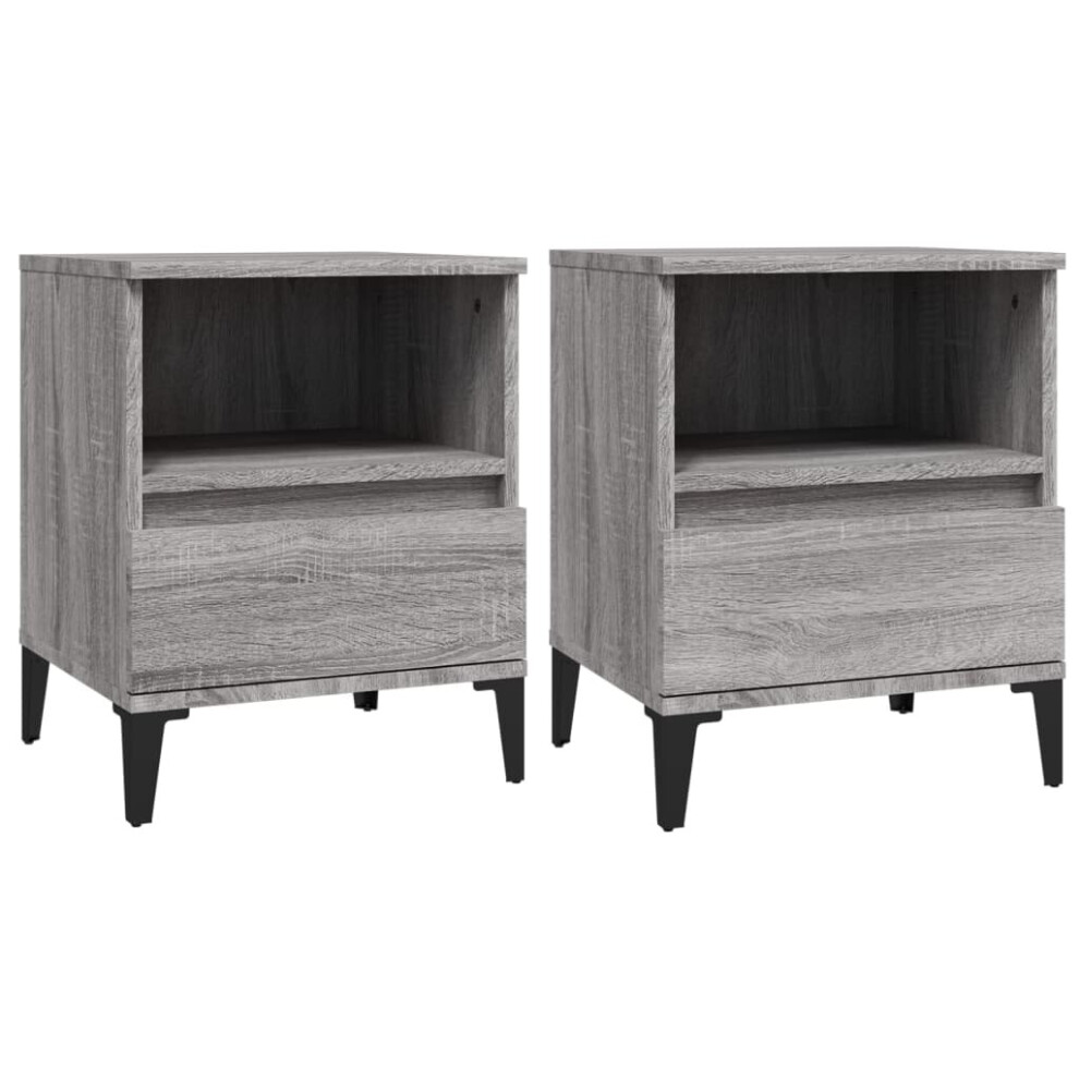 (grey sonoma, 2 pcs) vidaXL 1/2x Bedside Cabinet Bedroom Furniture Nightstand Cabinet Multi Colours