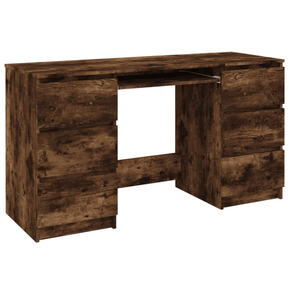 Vidaxl (Smoked Oak) Writing Desk Computer Table Workstation Working Desk Engineered Wood
