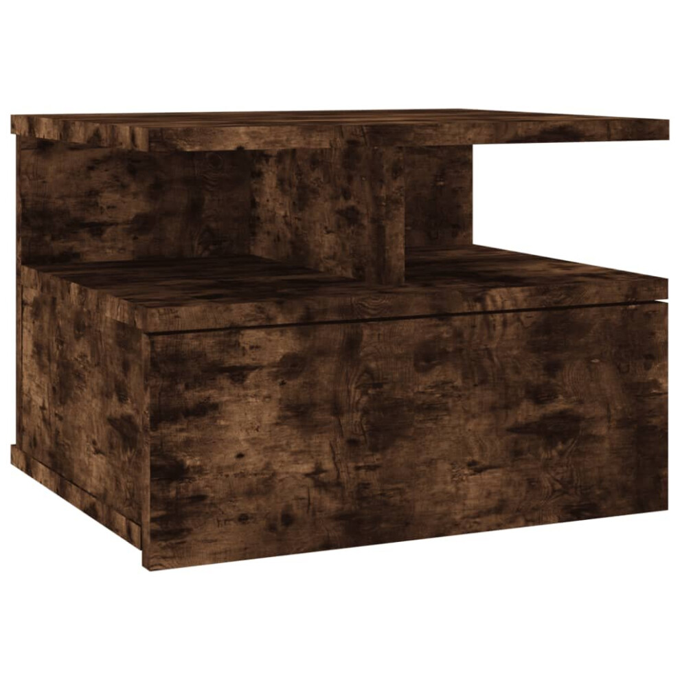 Vidaxl (Brown, 1) Floating Nightstand Wall Bedside Cabinet Hanging Shelf Engineered Wood