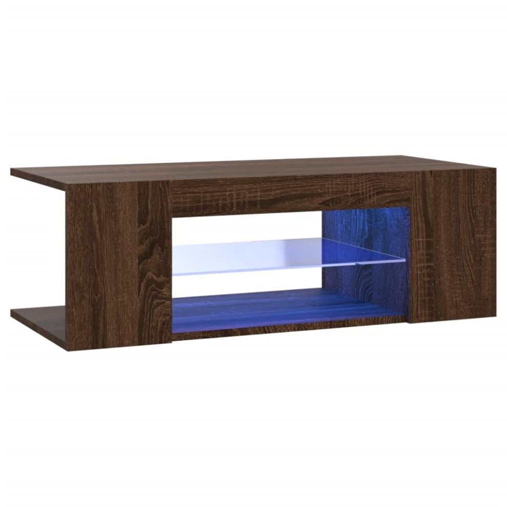 (Brown oak) vidaXL TV Cabinet with LED Lights 90x39x30 cm Bedroom Furniture Multi Colours