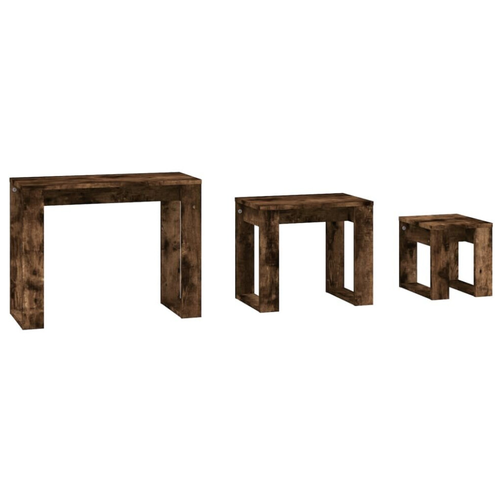 (smoked oak) vidaXL Nesting Tables End Side Table Nest of Table Set Engineered Wood 3 pcs