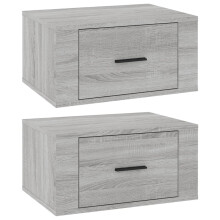 (Grey sonoma, 2 x Bedside cabinet) vidaXL 1/2x Wall-mounted Bedside Cabinet Floating Bedside Unit Multi Colours