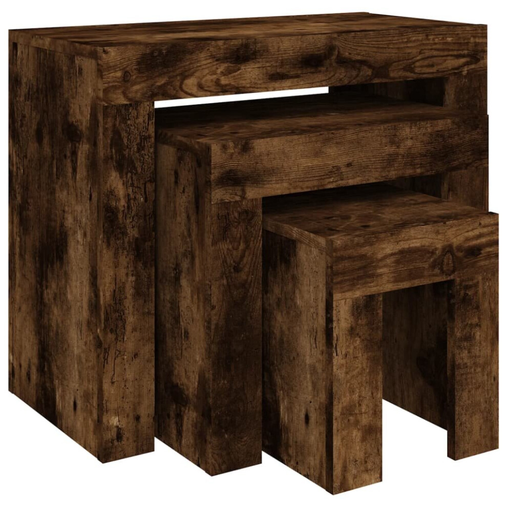 (smoked oak) vidaXL Nesting Coffee Tables Hall End Table Side Table Engineered Wood 3 pcs