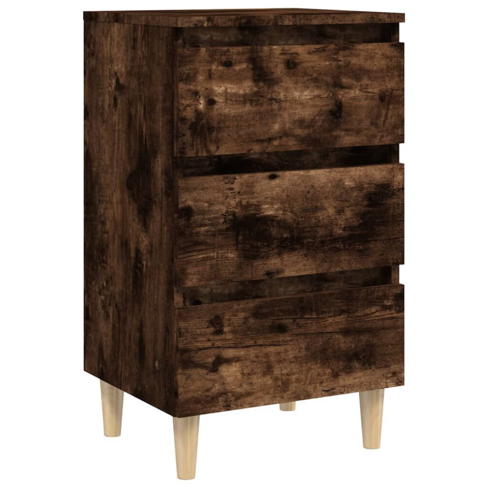 B&Q - Bed Cabinet With Solid Wood Legs Smoked Oak 40X35X69 Cm Bed Cabinets - Image 2