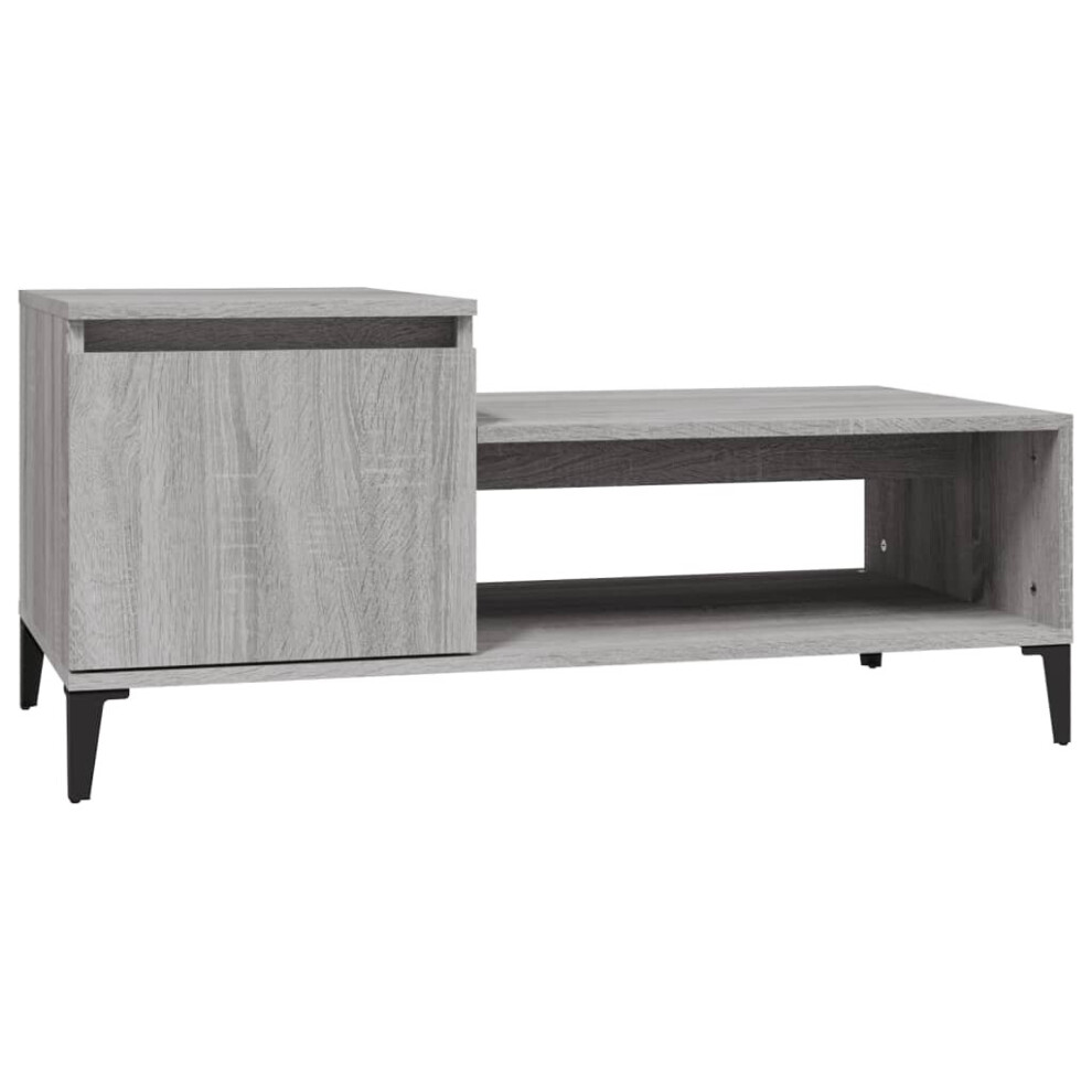VidaXL Coffee Table Engineered Wood Grey 100x50x45 cm - Image 2