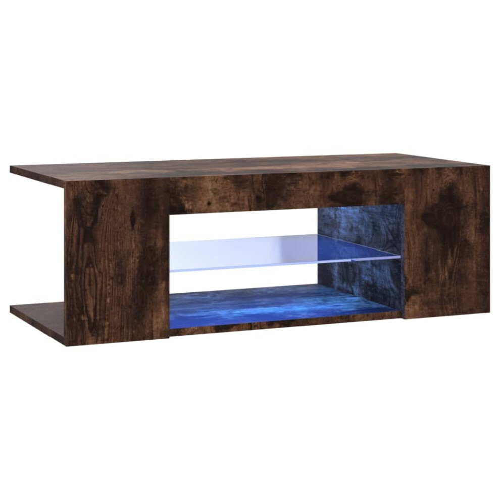 (Smoked oak) vidaXL TV Cabinet with LED Lights 90x39x30 cm Bedroom Furniture Multi Colours