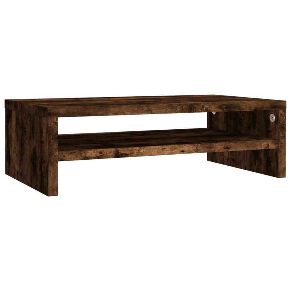 Vidaxl (Smoked Oak) Monitor Stand With A Storage Shelf Chipboard Tv Stand Multi Colours Brown