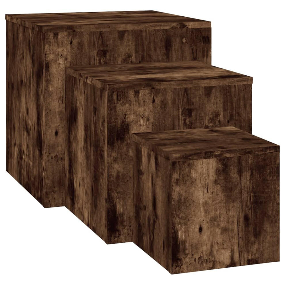 VidaXL - Engineered Wood Side Tables - Set of 3 - Smoked Oak - Image 2
