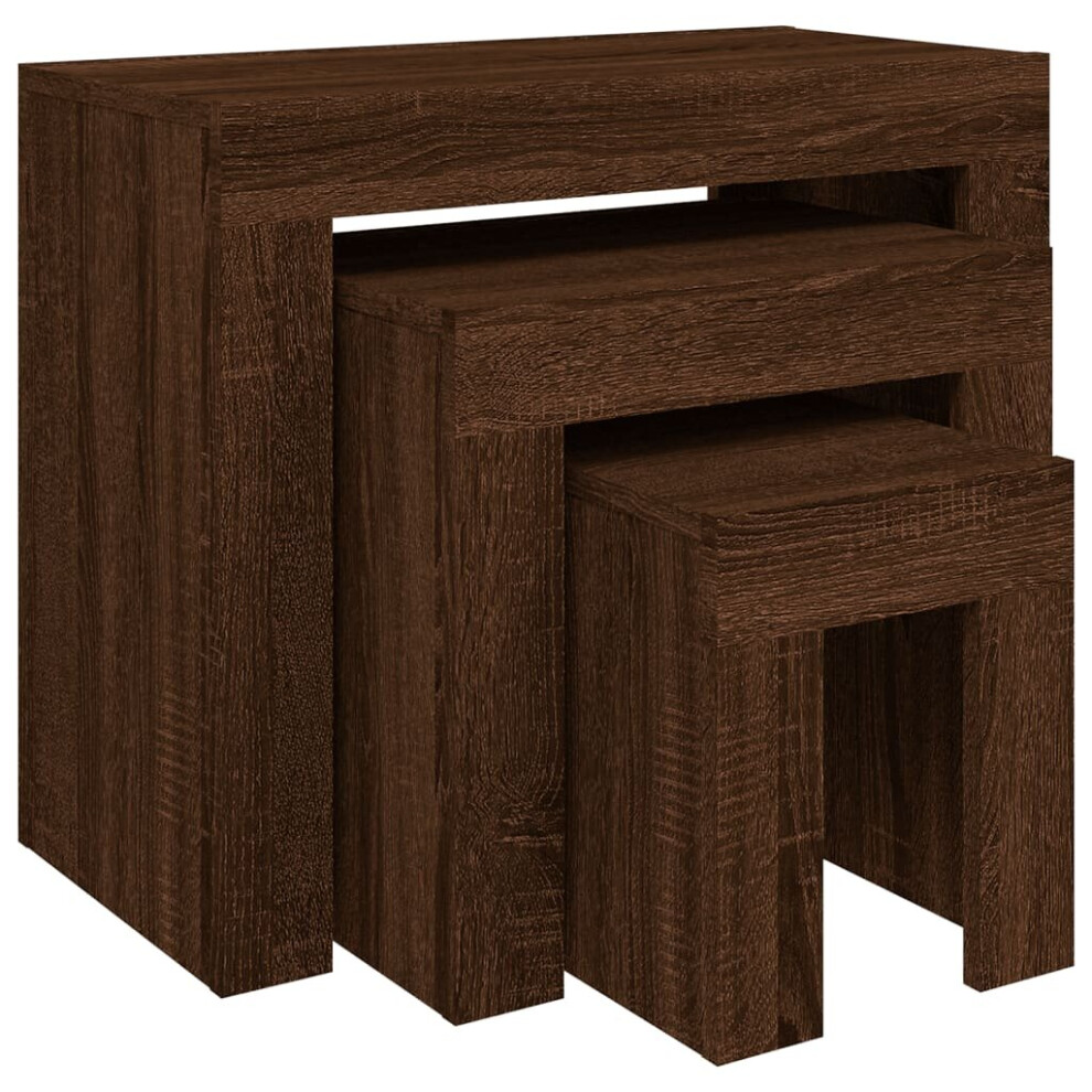 (brown oak) vidaXL Nesting Coffee Tables Hall End Table Side Table Engineered Wood 3 pcs