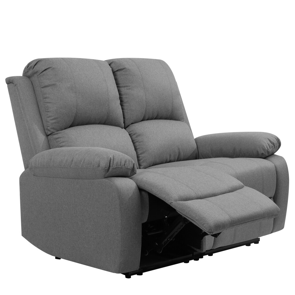 (Light Grey, 2 Seat Only) Reclining Luxury Fabric Sofa Set In Light Grey or Dark Grey- 3 Piece, 2 Piece, Armchair