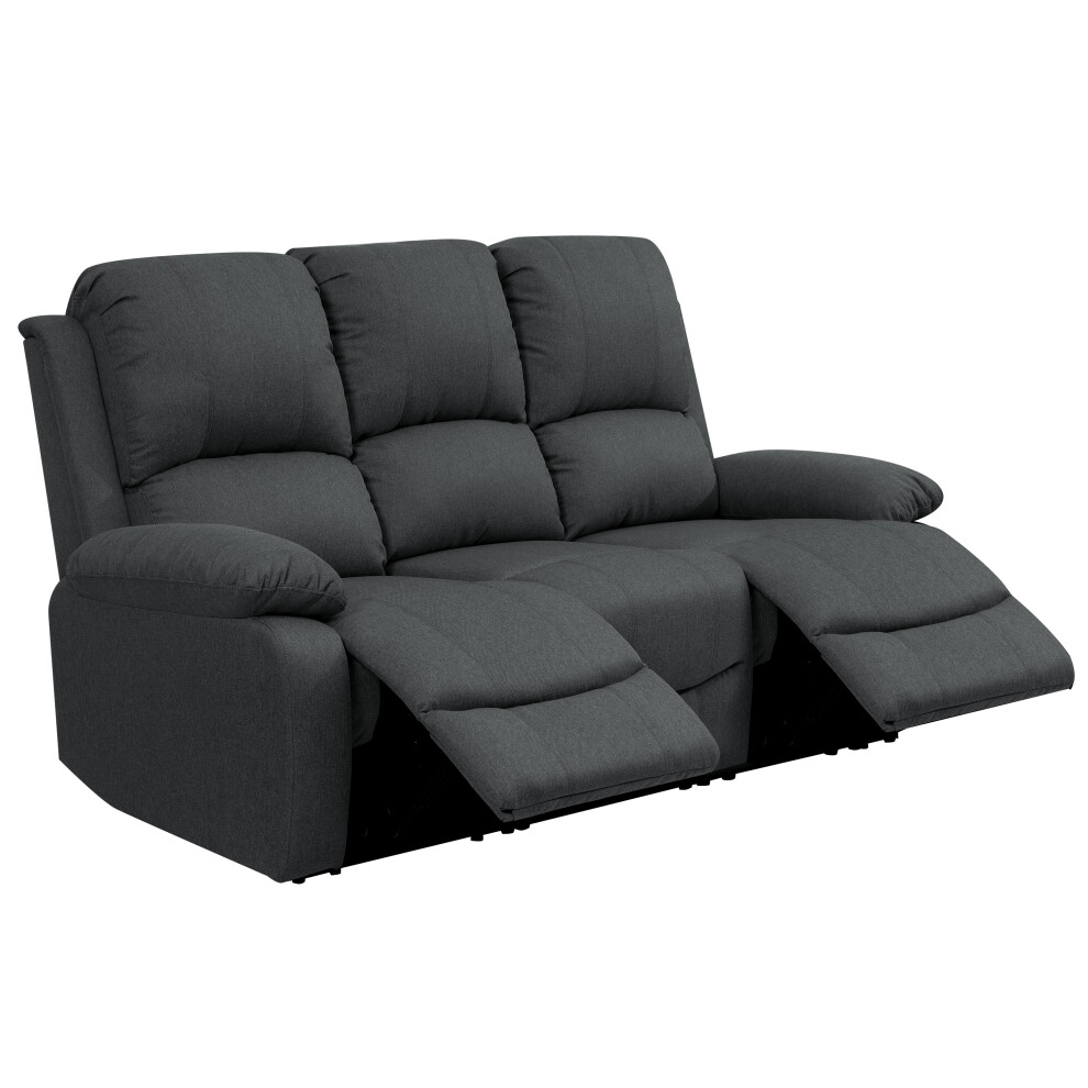 (Dark Grey, 3 Seat Only) Reclining Luxury Fabric Sofa Set In Light Grey or Dark Grey- 3 Piece, 2 Piece, Armchair