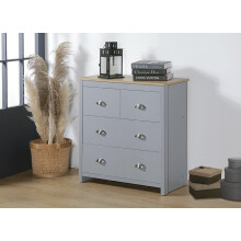 (Grey) Wooden 4 Drawer Chest Of Drawers Grey or White