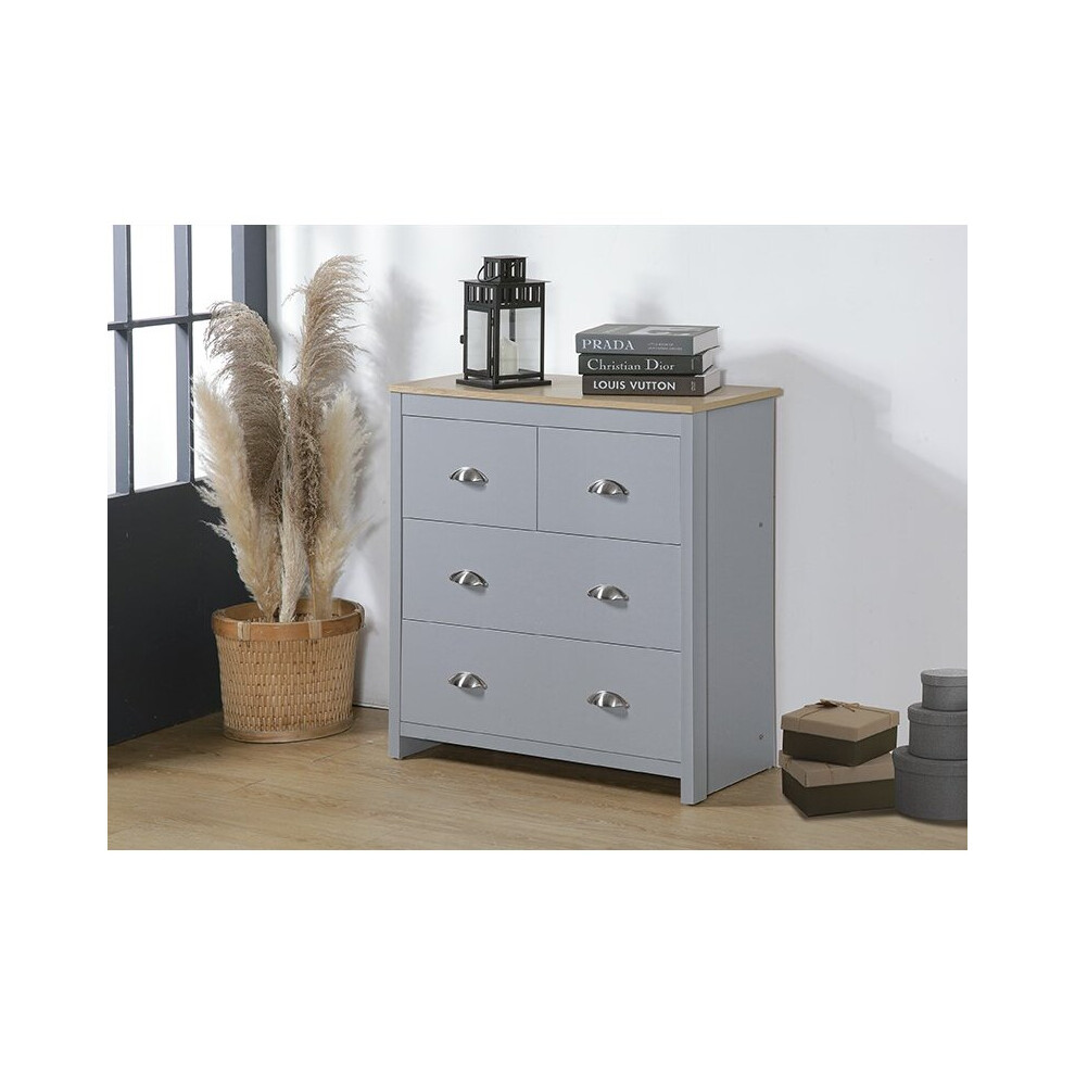 (Grey) Wooden 4 Drawer Chest Of Drawers Grey or White