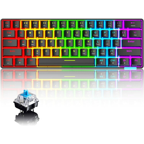 UrChoiceLtd 60% Mechanical Keyboard Wired/Wireless Bluetooth5.0 Dual-mode Keyboa