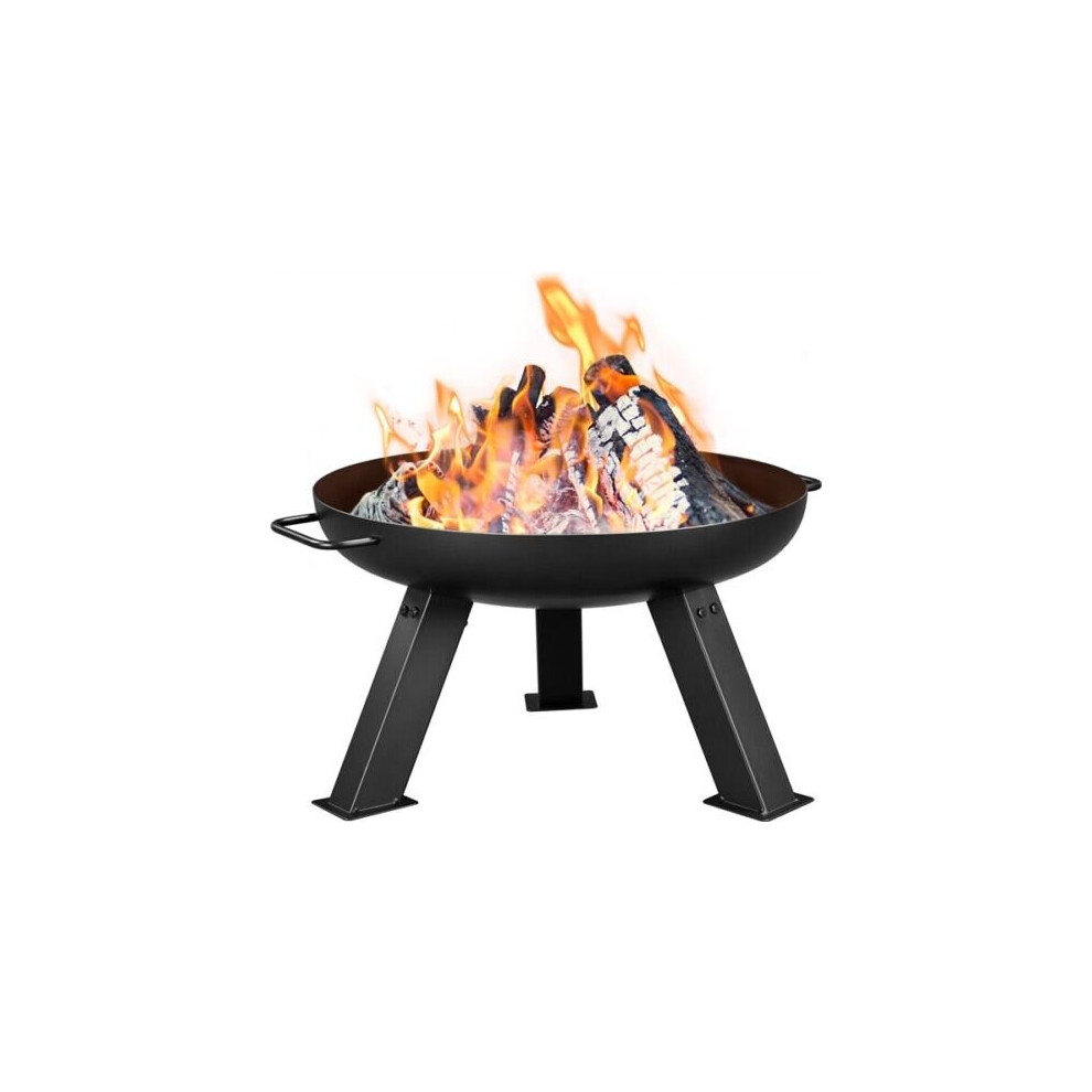 60Cm Round Steel Fire Pit Fire Bowl Garden Heater Black