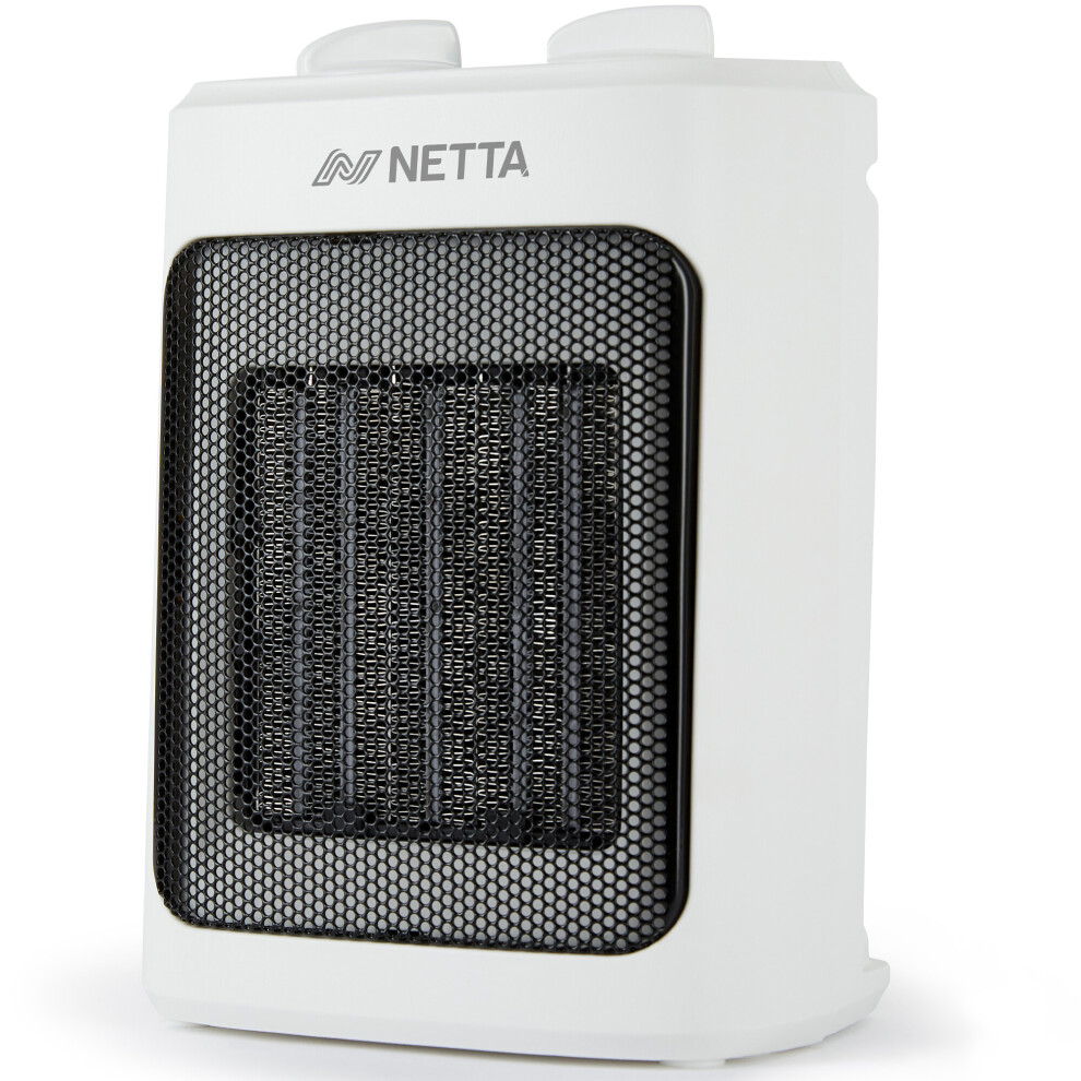 (White) NETTA 2000W Ceramic Fan Heater - 3 Heat Settings & Thermostat