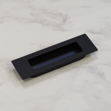 HH9156MBI 96mm Centres Matt Black Inset Rectangle Drawer/Door Handle Pull - Zinc, 2x M4x25 Fixings