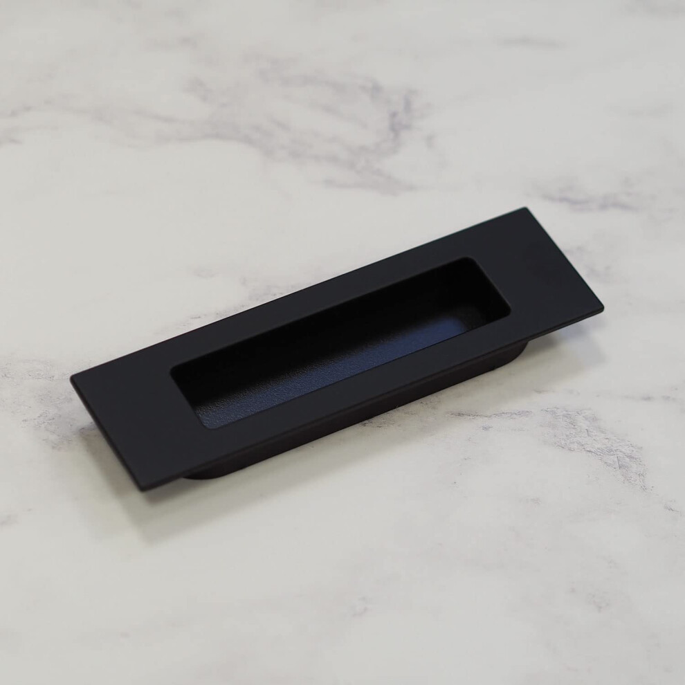 96mm Matt Black Inset Rectangle Drawer Door Handle Pull