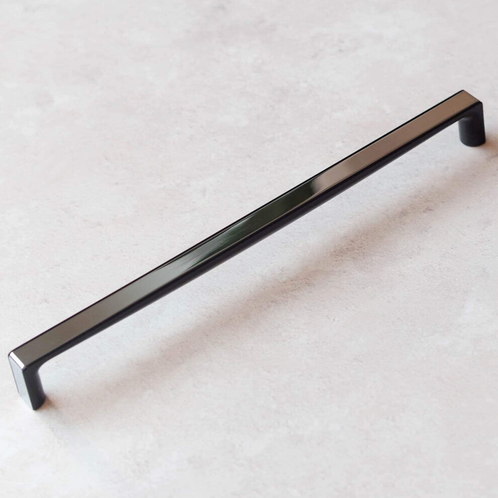 Polished Chrome & Gloss Black Twix Kitchen Cabinet Handle 320Mm 5060796703337
