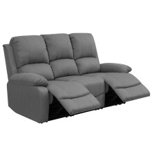 (Light Grey, 3 Seat Only) Reclining Luxury Fabric Sofa Set In Light Grey or Dark Grey- 3 Piece, 2 Piece, Armchair