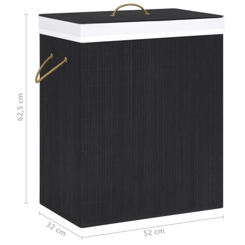 VidaXL vidaXL Bambus-Wäschekorb mit 2 Fächern Schwarz 100 L 2