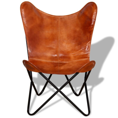VidaXL vidaXL Butterfly-Sessel Braun Echtleder 2