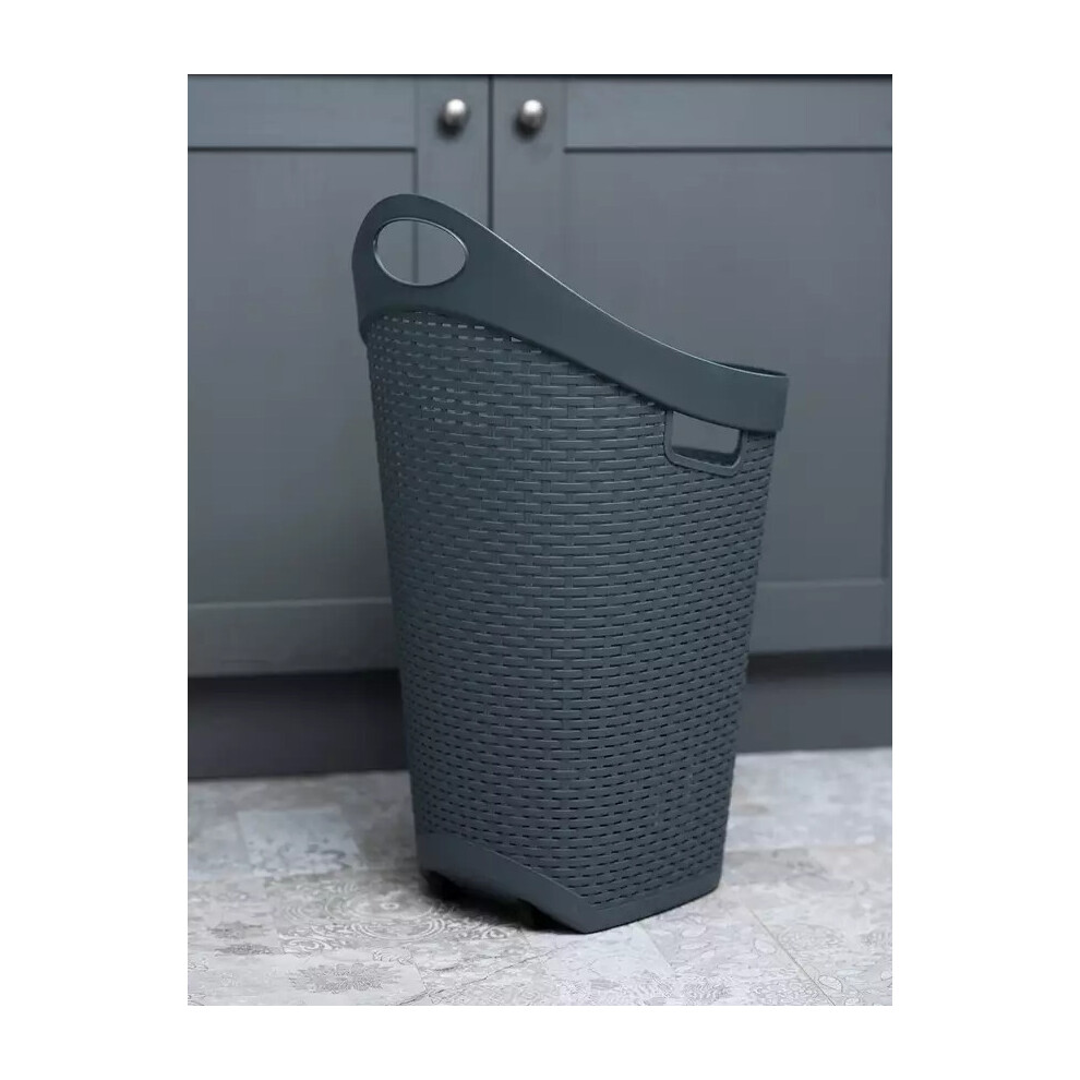 Addis 60 Litre Rattan Wheeled Basket Charcoal
