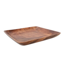 Set of 4 Wooden Square Serving Tray Salad Bowl Plate