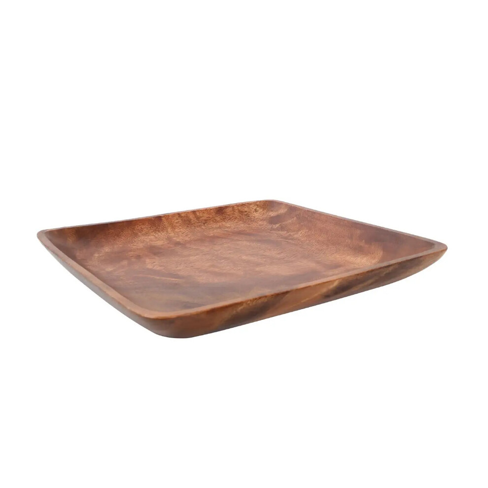 Set of 4 Wooden Square  Serving Tray Salad Bowl Plate