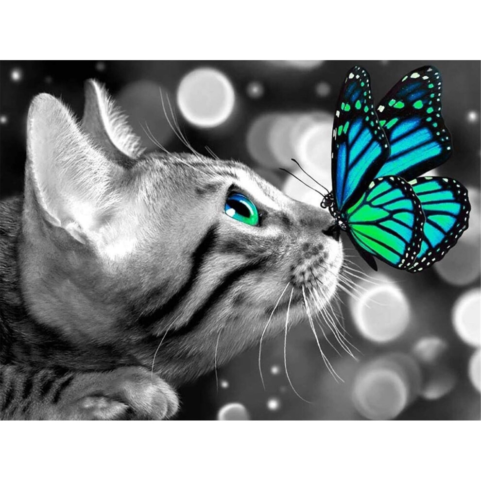 5D Diamond Painting By Numbers Kits, 30X40Cm Diamond Painting Pictures, For Adult Beginners (30X40Cm,Cat)-No Frame