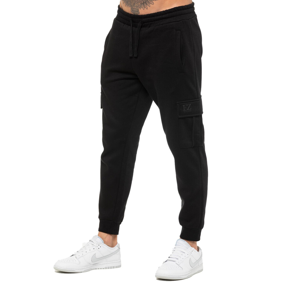 (2XL, Black) Enzo Mens Cargo Joggers