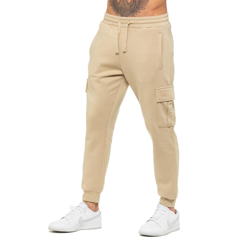 (2XL, Stone) Enzo Mens Cargo Joggers