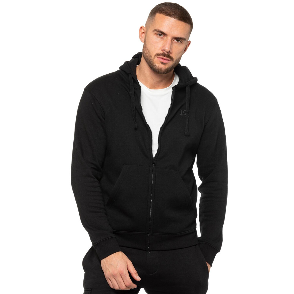 (M, Black) Enzo Mens Zip Hoodie