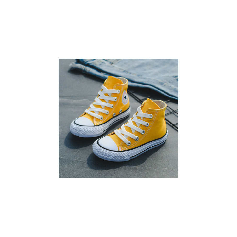 (Yellow, UK 12.Kids = EUR 30) Boys & Girls High Top Sneaker Trainers Kids Shoes