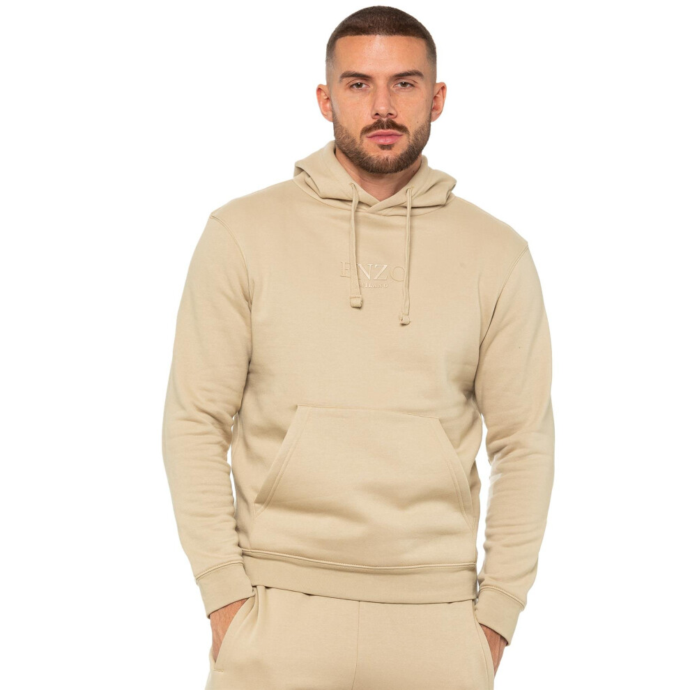 (S, Stone) Enzo Mens Pullover Hoodie